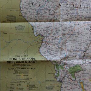 Vintage dual sided National Geographic Map "Illinois, Ohio, and Kentucky"